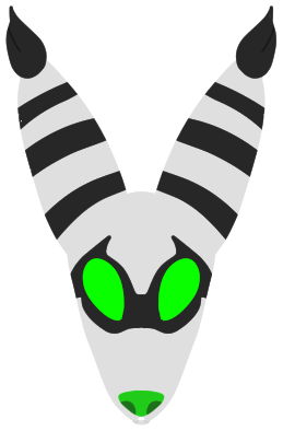 a headshot of a black and white weasel with green eyes