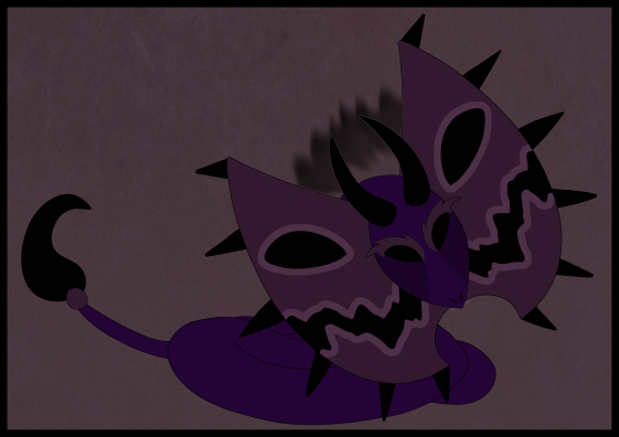 a black-purple snake with a cobra hood and hooked tail